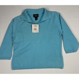NWT Sonoma Jean Company Sweater Womens Petite/Large Blue Chunky Knit Pullover